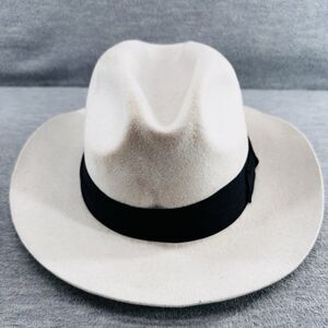 DESIGNER COLLECTION - Men's Size Large White w/ Ribbon Fedora Hat  H7